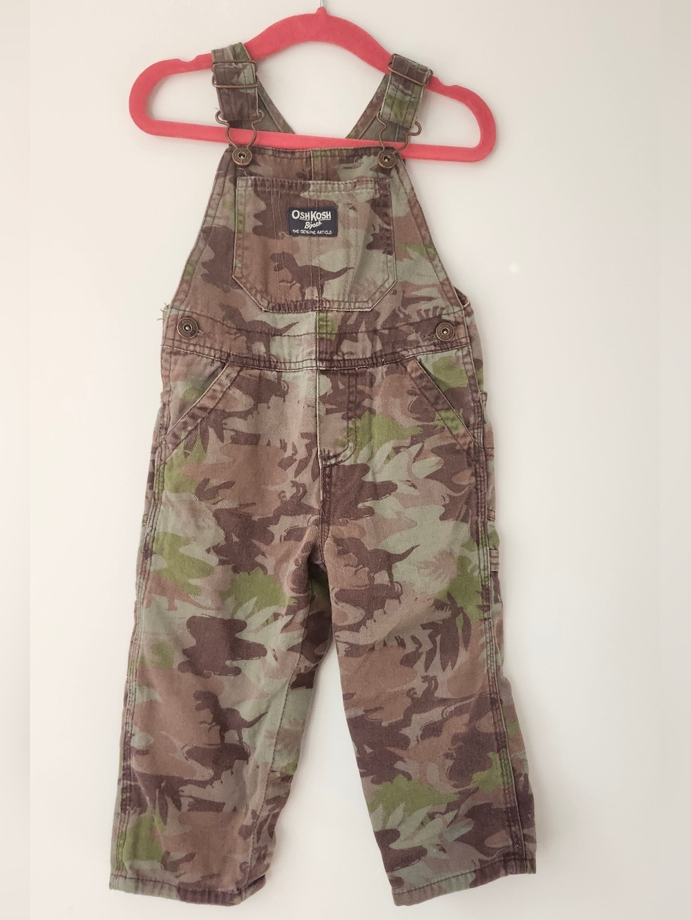 Oshkosh B'gosh dinosaurs print camo overalls 18 Months